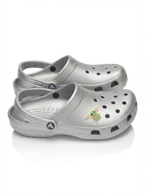 Star Wars Mandalorian Metallic Silver Baby Yoda Crocs | Men’s 9 Womens 11 NWOT